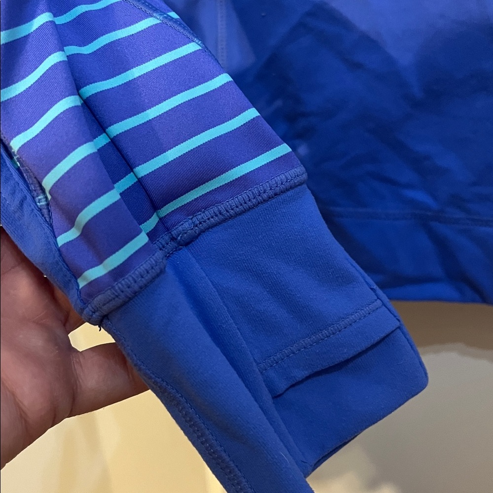 Athleta Girl Periwinkle and Aqua Striped Jacket - Picture 7 of 9